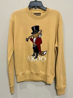 AKOO Men’s Fox Sweatshirt Top Hat Dandy Graphic Crewneck Sz M New